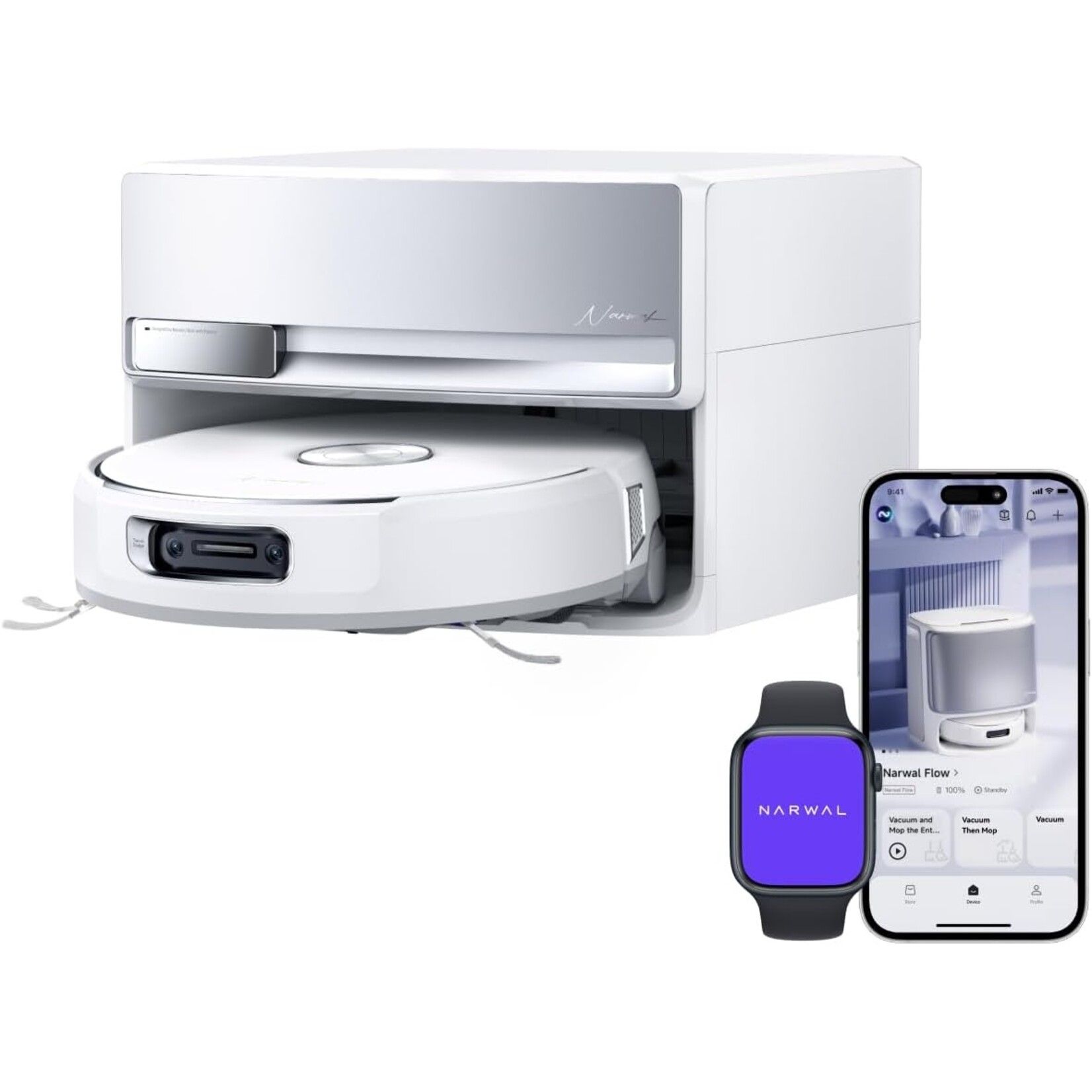 שואב אבק רובוטי עם חיבור למערכת ניקוז מים אוטומטית Narwal Flow AX-11 