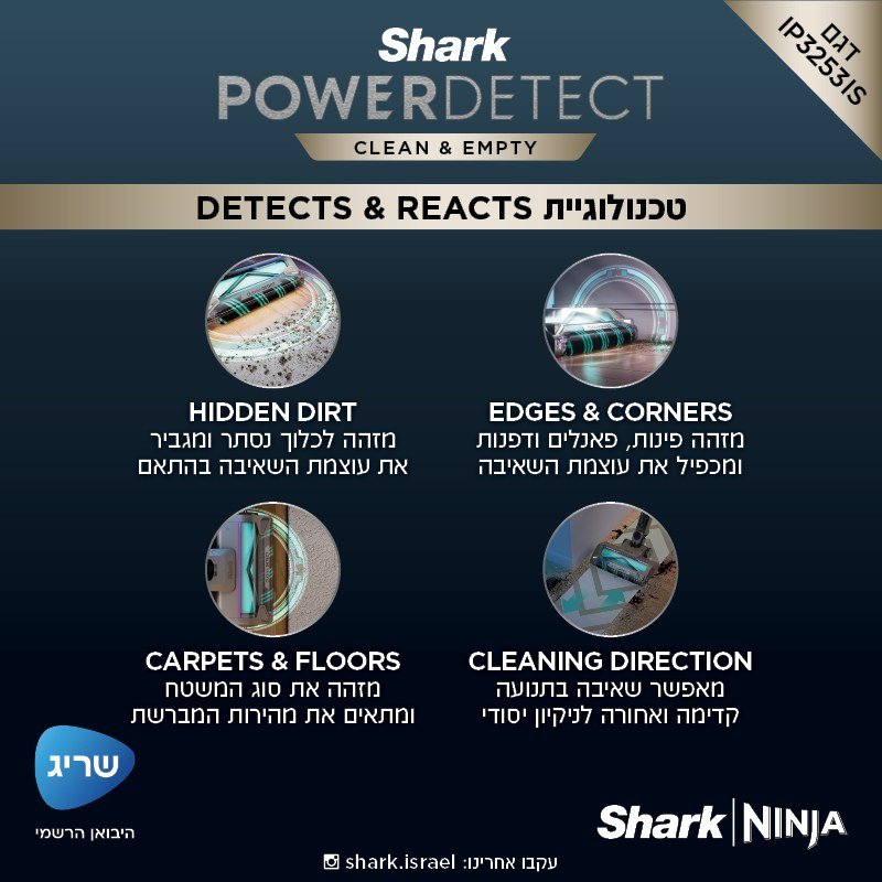 Shark Power Detect IP3253IS שארק Shark Power Detect IP3253IS שארק
